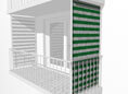 Toile de store balcon vertical vert-blanc